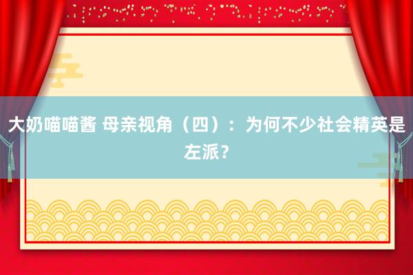 大奶喵喵酱 母亲视角（四）：为何不少社会精英是左派？