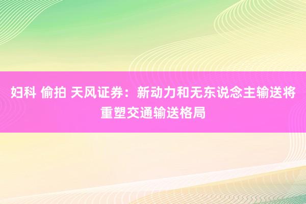 妇科 偷拍 天风证券：新动力和无东说念主输送将重塑交通输送格局
